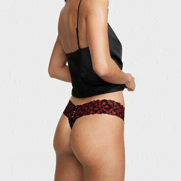 VS ❤️ Lace Thong w/Red Hearts NWT Victoria's Secret Gorgeous Romantic NEW - Picture 2 of 16